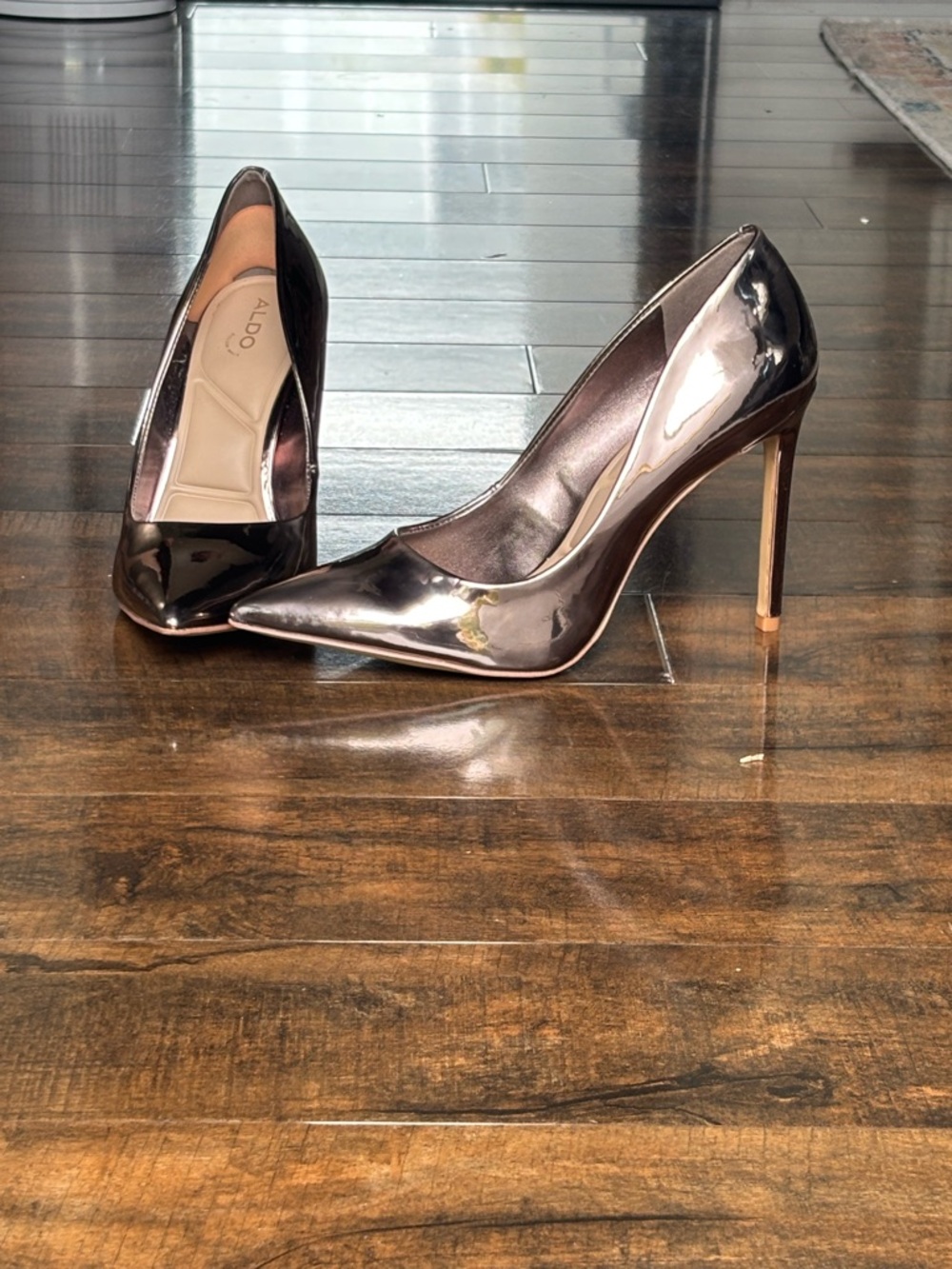 Aldo Metallic Rose Gold Pointed Toe Stiletto Heels